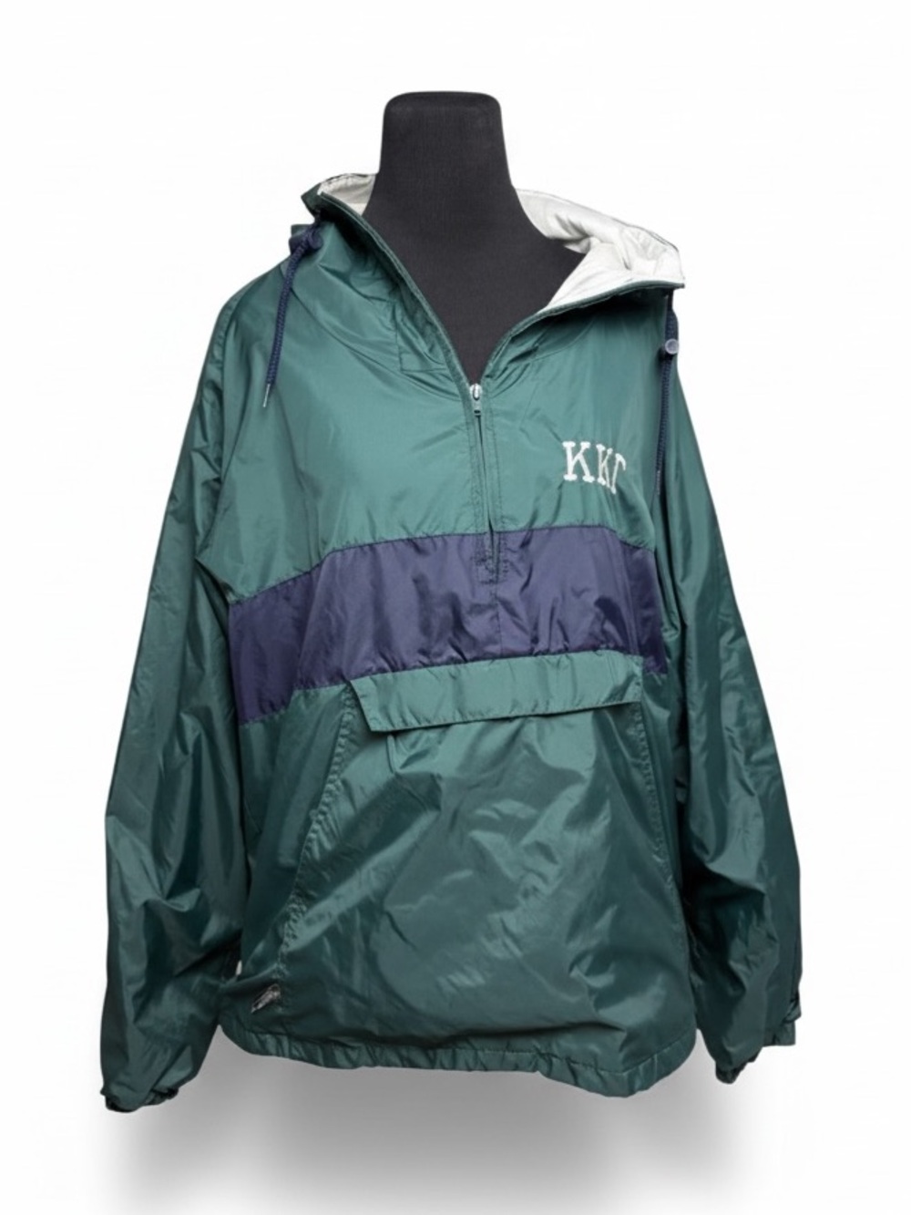 Kappa Kappa Gamma Jacket Packable Charles River Green Windbreaker 1/4 Zip Hooded